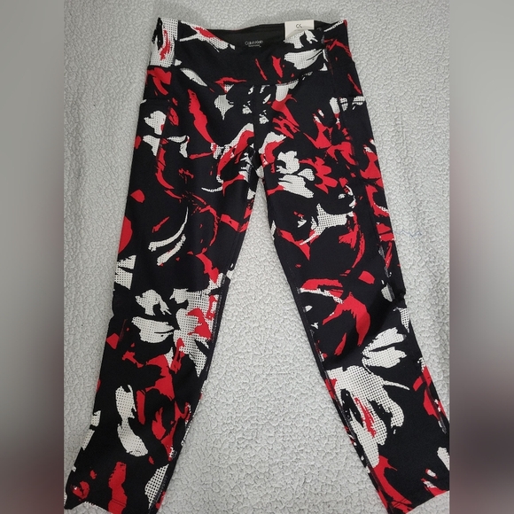 Calvin Klein Black and Red Patterned Leggings - Picture 2 of 5